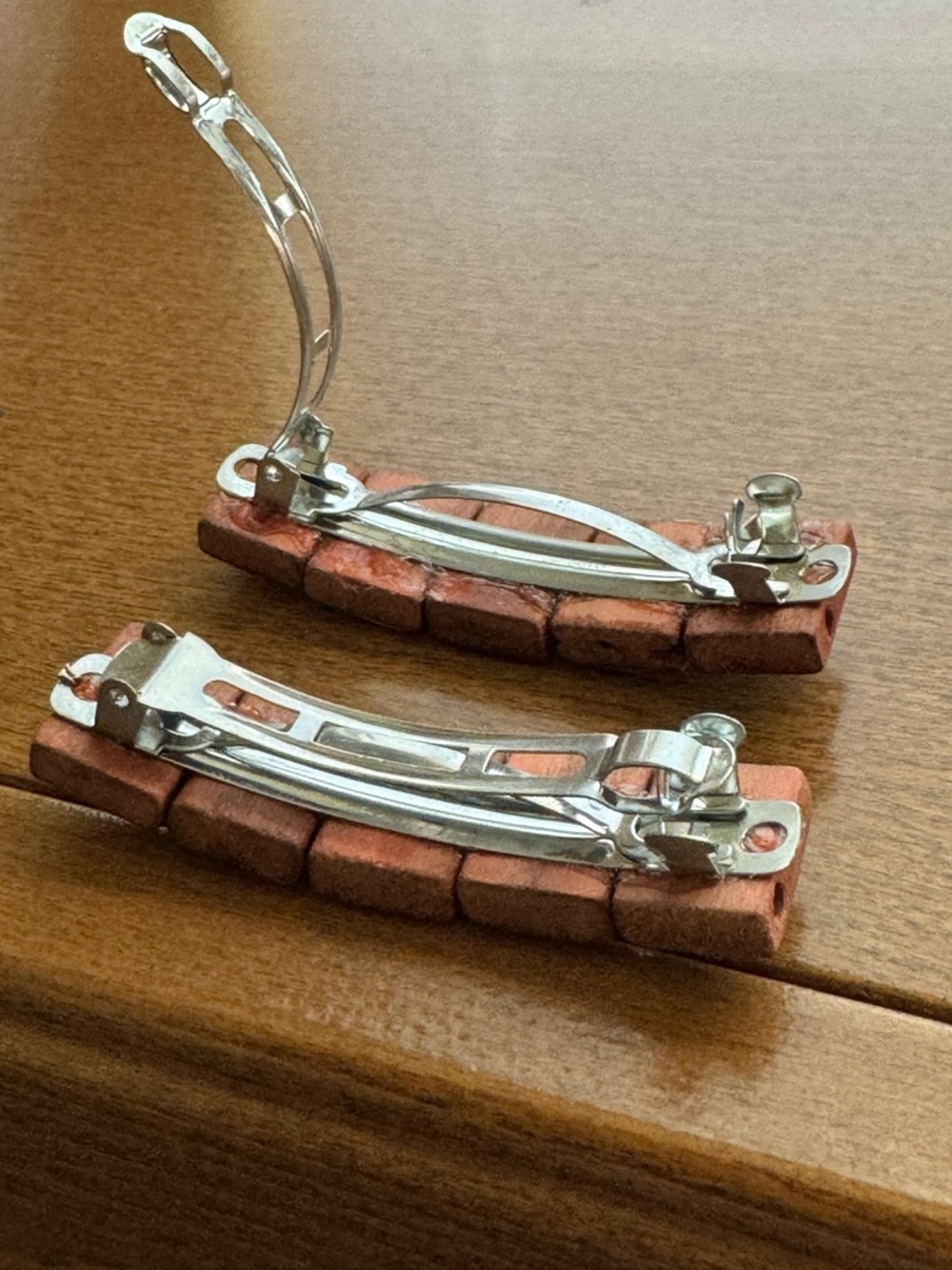 Catholic Devotional Hair Barrettes - Wood Pair - Picture 4 of 4